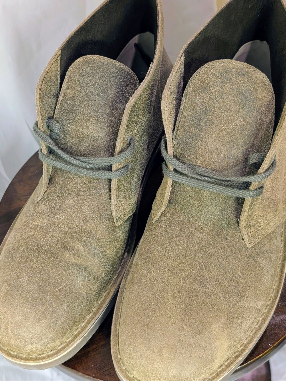Clarks Originals Desert Boots Mens 10.5 Taupe Suede Chukka Lace Up Ankle Boots - Picture 3 of 8